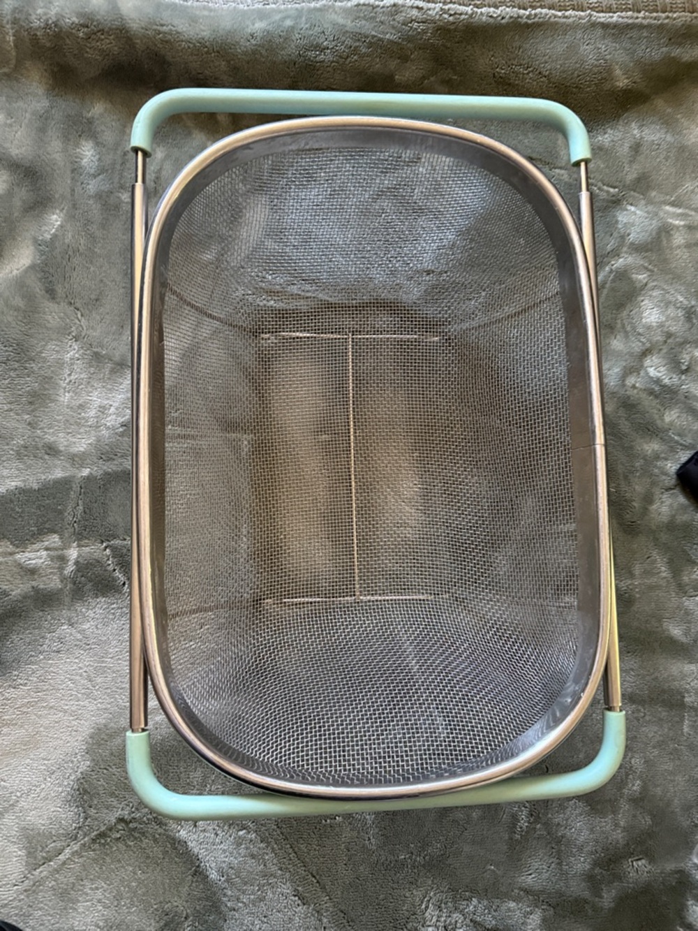 Collapsible Stainless Steel Mesh Strainer Basket in Mint